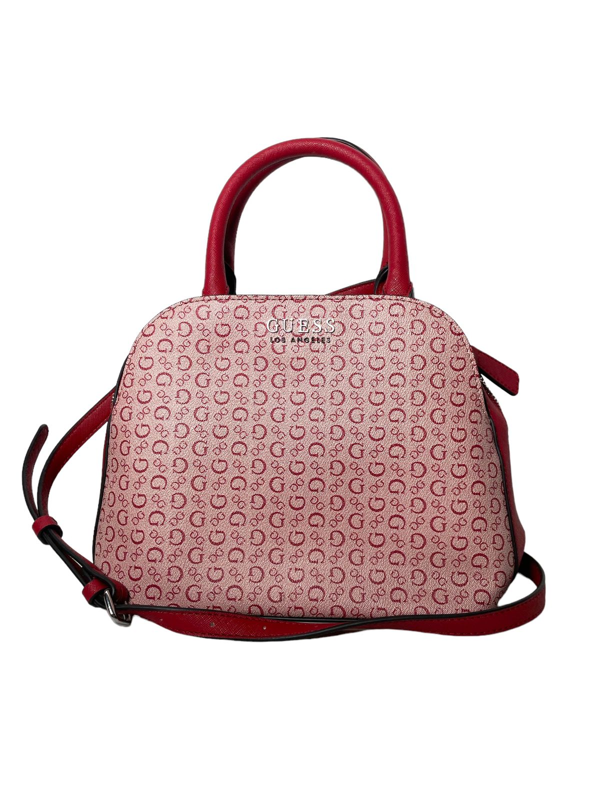 BOLSA DE MANO GUESS NEGRO Y ROJA