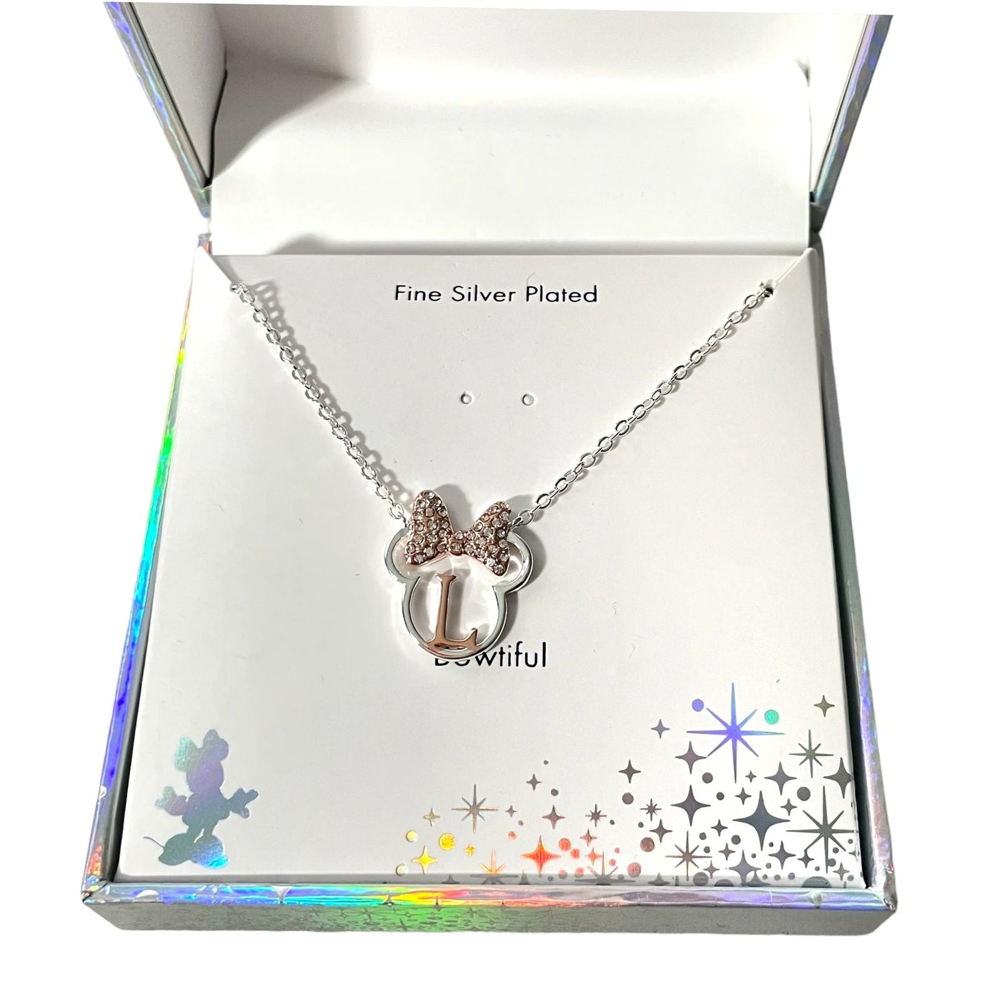 COLLAR DISNEY PLATEADO DE MINNIE INICIAL L