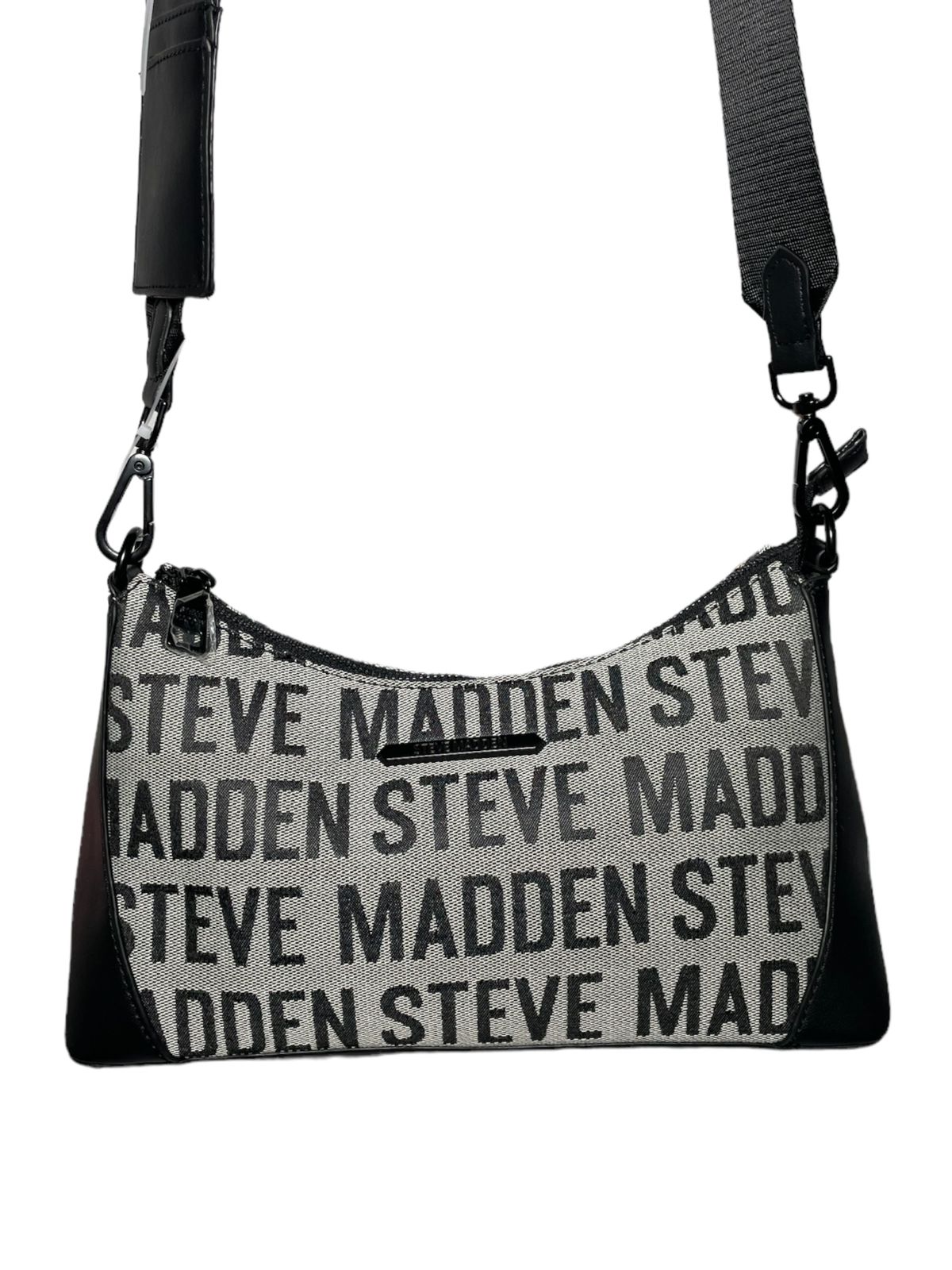 BOLSA STEVE MADDEN NEGRA Y ROSA CON TARJETERO