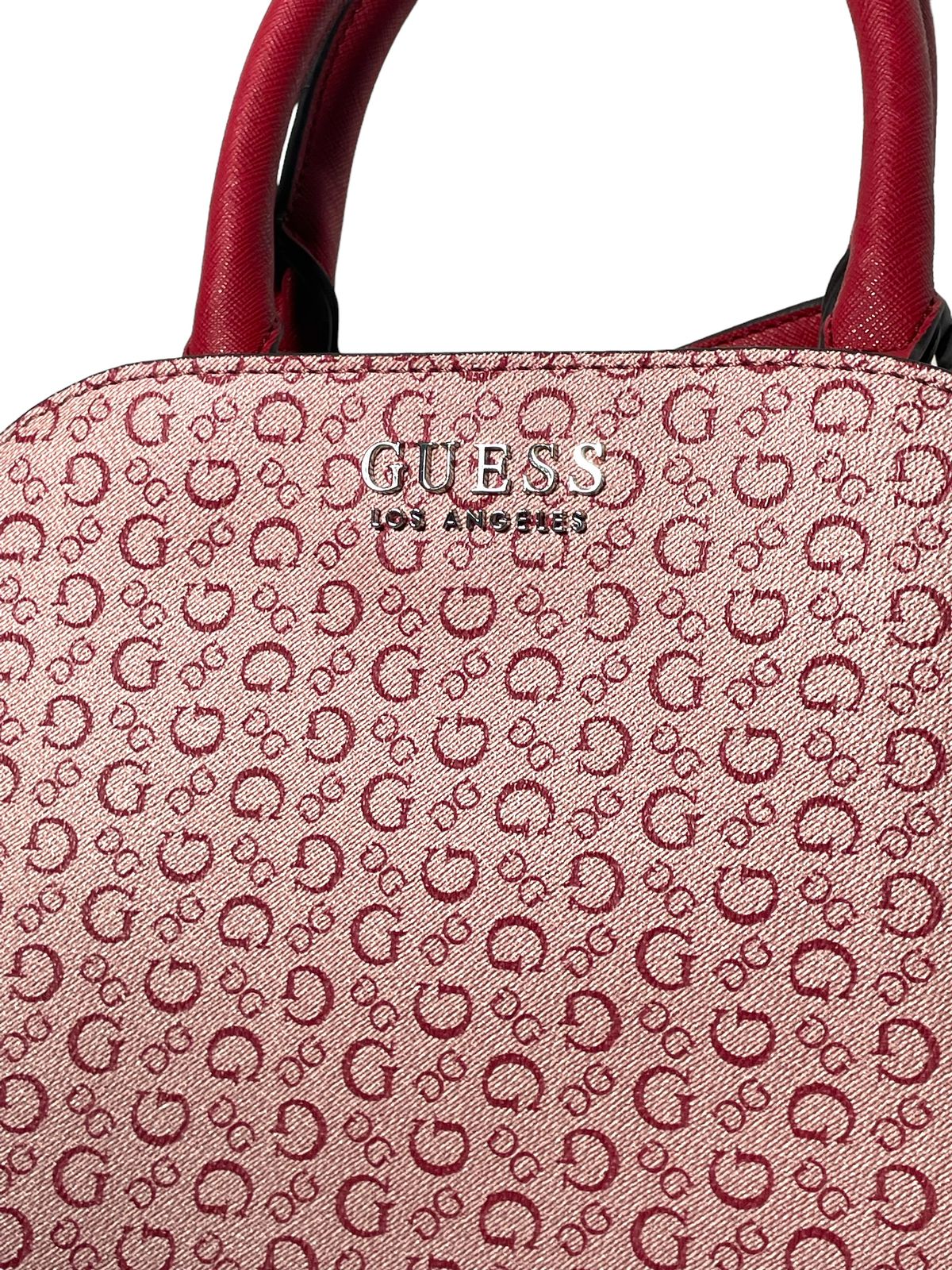 BOLSA DE MANO GUESS NEGRO Y ROJA